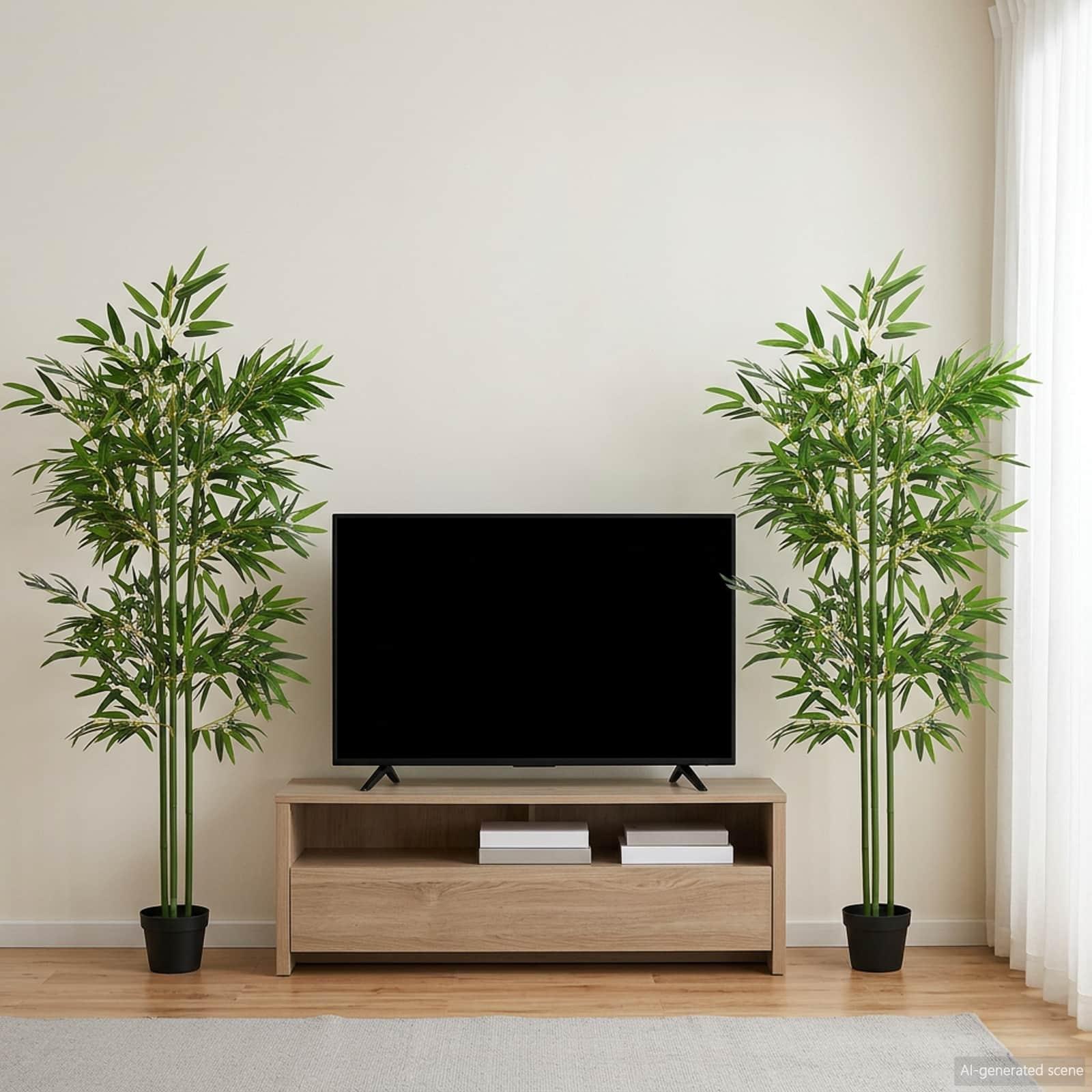 Kunstig Bambus Træ 2 stk Grøn 45 x 18 x 175 cm Stof og Bambus billede