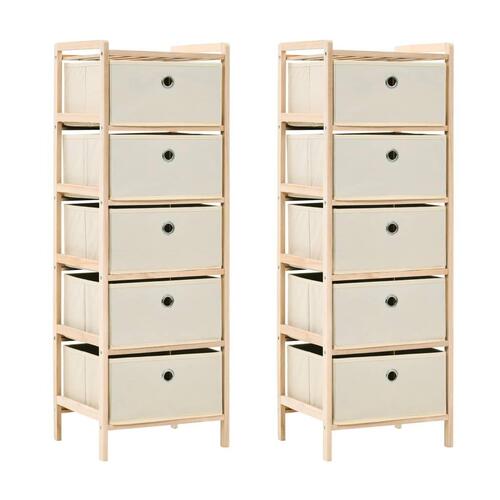 Opbevaringsstativer med 5 stofkurve 2 stk. cedertræ beige