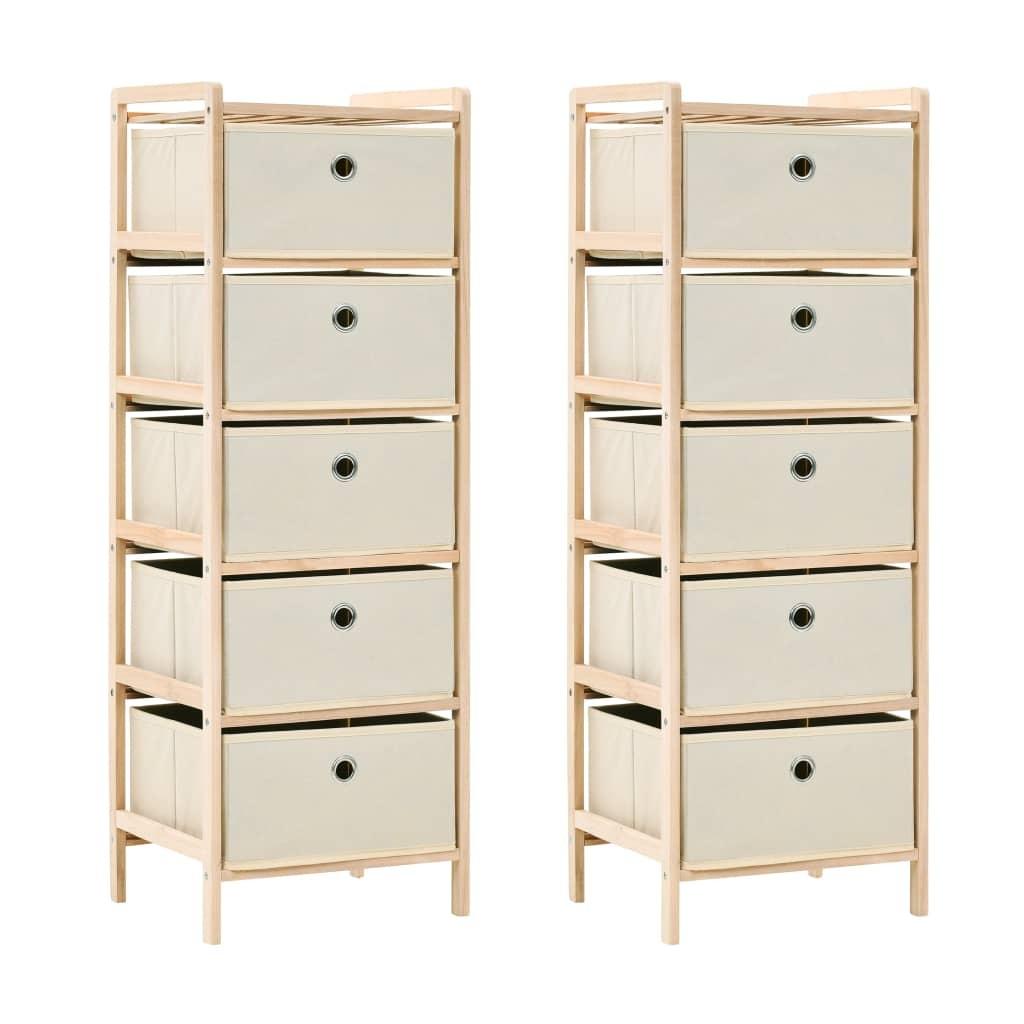 Opbevaringsstativer med 5 stofkurve 2 stk. cedertræ beige