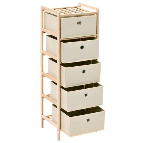 Opbevaringsstativer med 5 stofkurve 2 stk. cedertræ beige