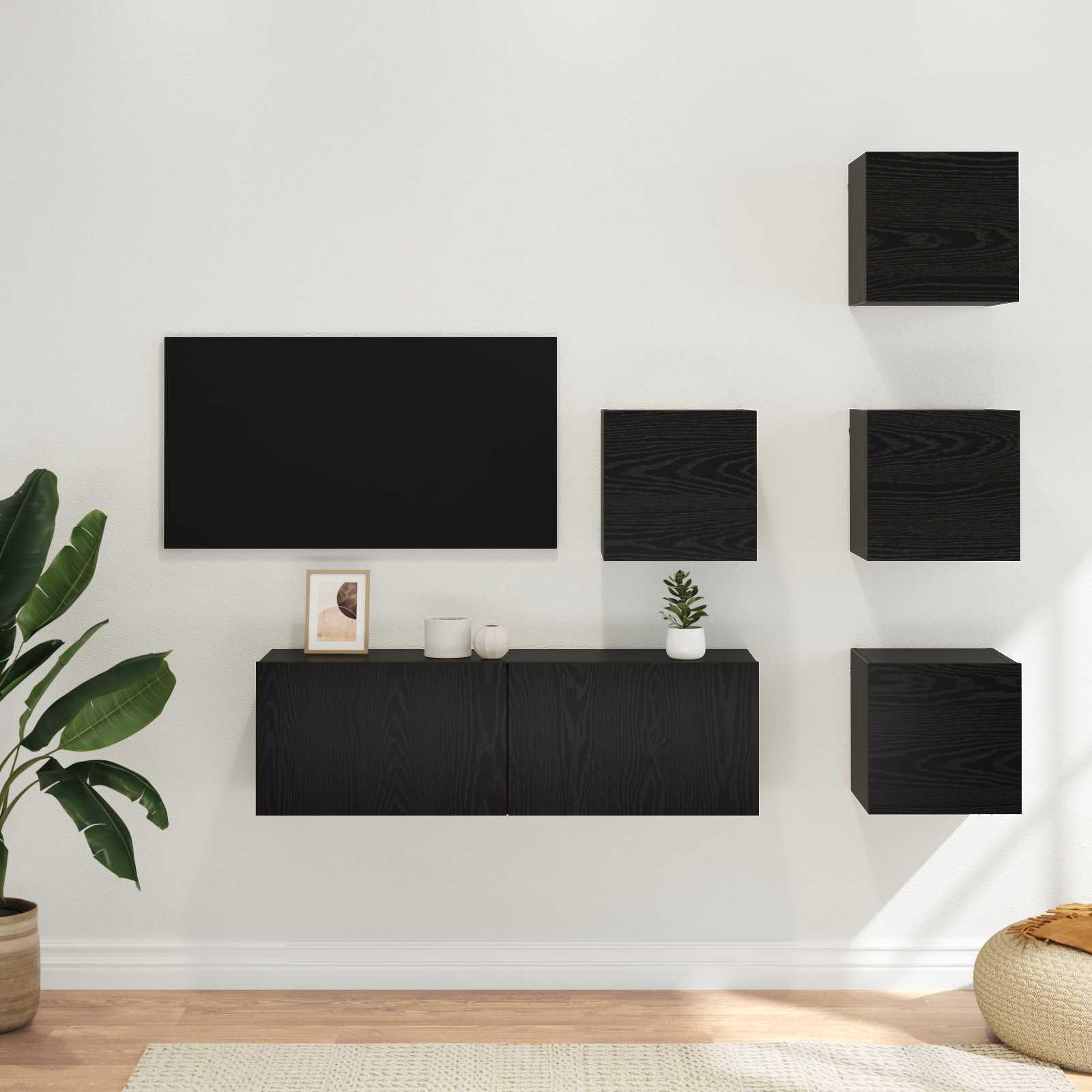 TV-møbelsæt 5 stk 100 x 30 x 30 cm Sort eg Konstrueret træ billede