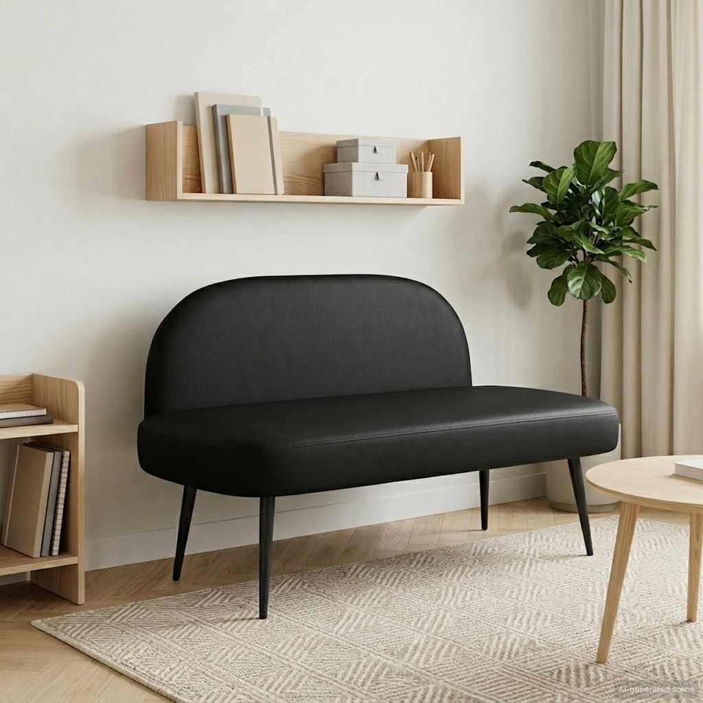 Polstret bænk med ryg Sort 110 x 60 x 76 cm Kunstlæder billede