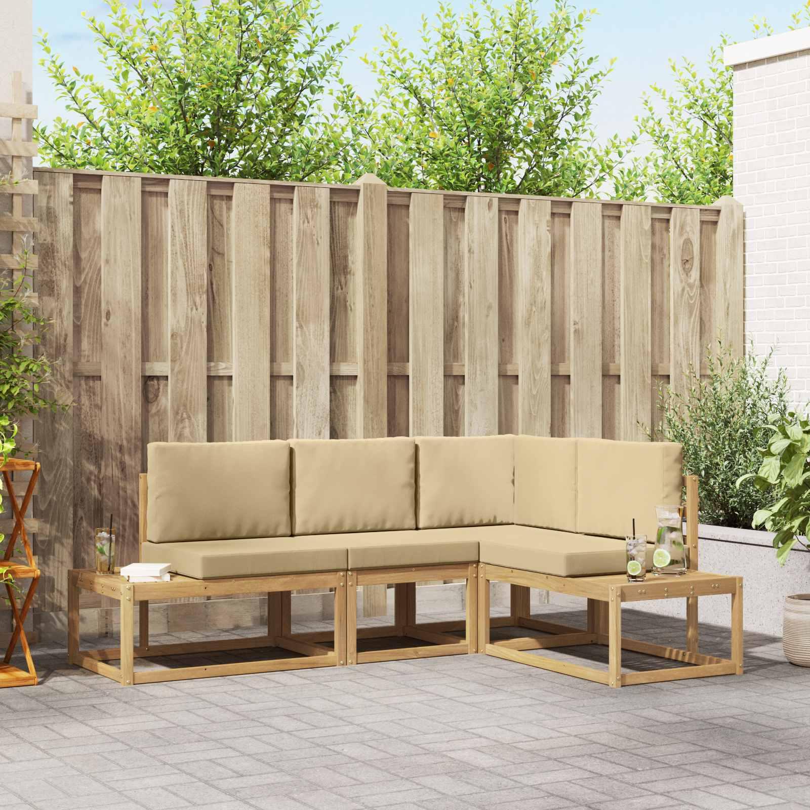 Udendørs sofagruppe 3 Stk Hvid og Beige Polyester billede