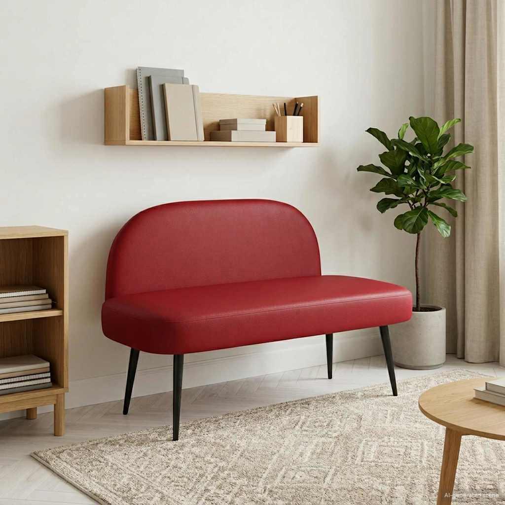 Polstret bænk med ryg Vinrød 110 x 60 x 76 cm Kunstlæder billede
