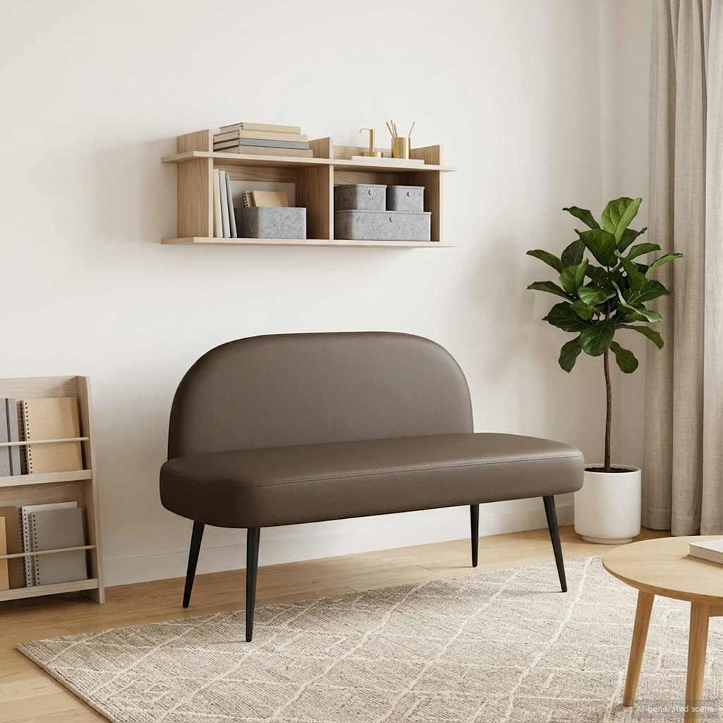 Polstret bænk med ryg Grå 110 x 60 x 76 cm Kunstlæder billede