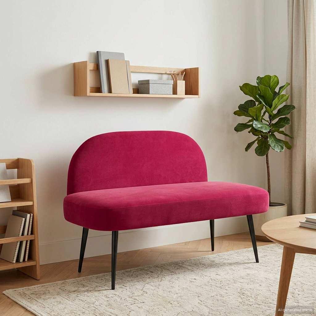 Polstret bænk med ryg Vinrød 110 x 60 x 76 cm Fløjl billede