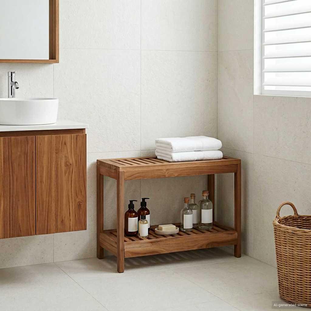 Badeværelses sidebord Naturfarvet 60 x 30 x 45 cm billede