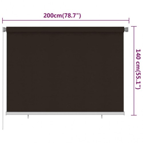 Udendørs rullegardin 200 × 140 cm - HDPE, brun