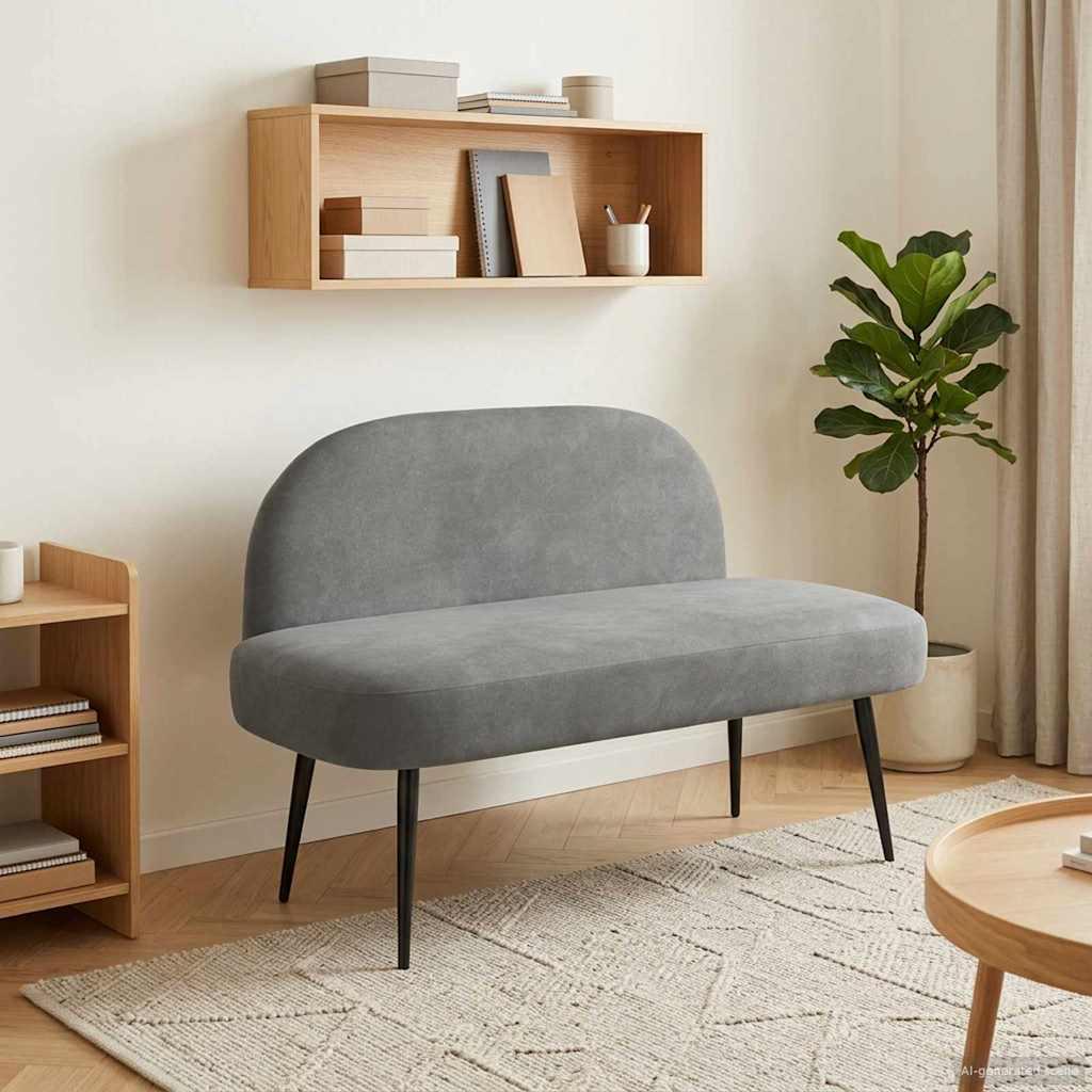 Polstret bænk med ryg Mørkegrå 110 x 60 x 76 cm Fløjl billede