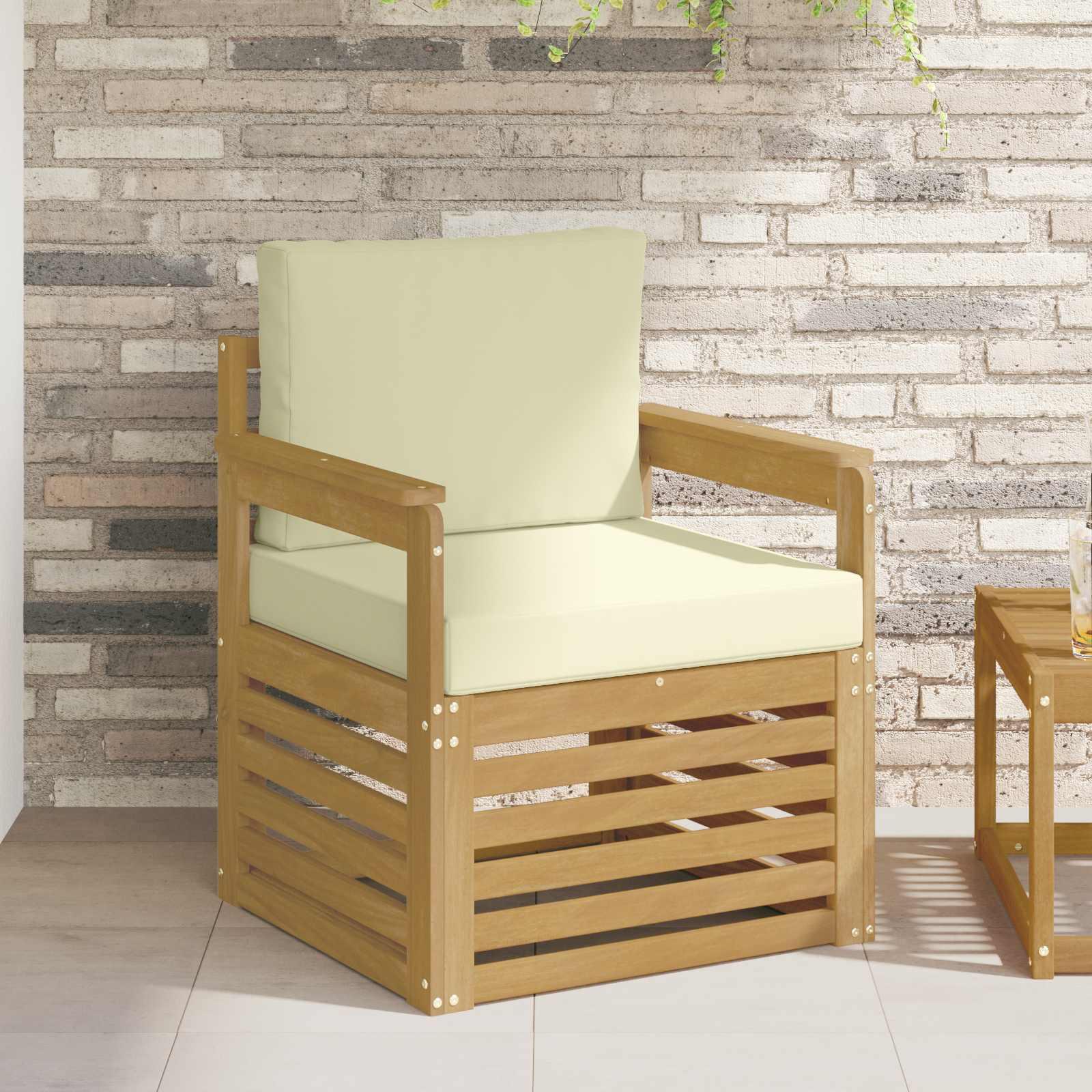 2 Stk Udendørs sofagruppe Polyester Hvid og creme billede