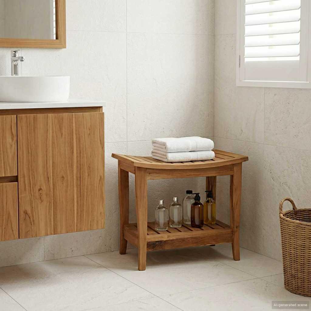 Badeværelses sidebord Naturfarvet 50 x 35 x 45 cm billede
