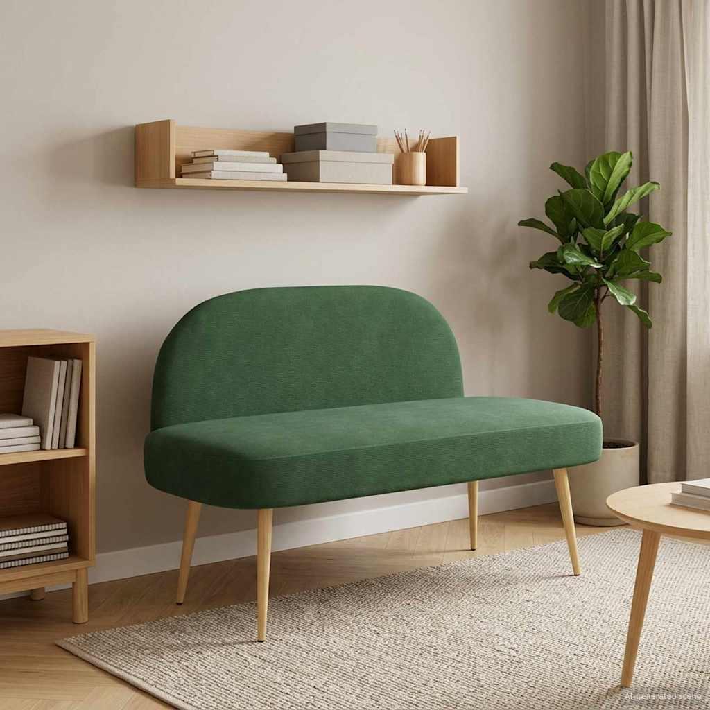 Polstret bænk med ryg Junglegrøn 110 x 60 x 76 cm Velourstof billede