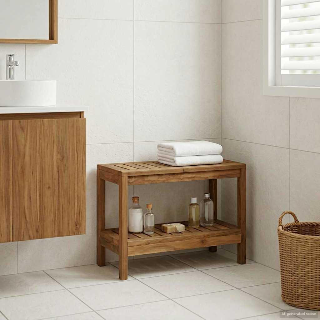 Badeværelse Side Bord Naturfarvet 60 x 30 x 45 cm billede