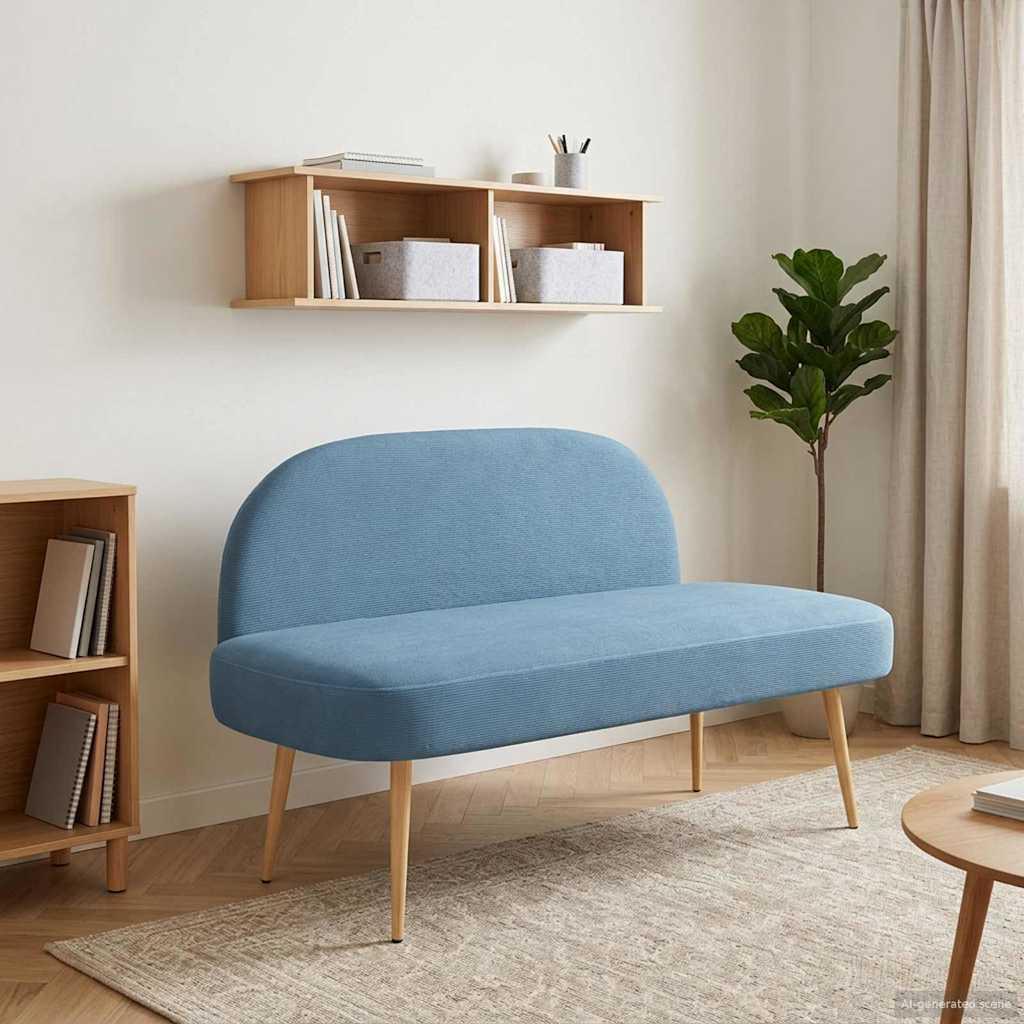 Polstret bænk med ryg Blå 110 x 60 x 76 cm Velourstof billede