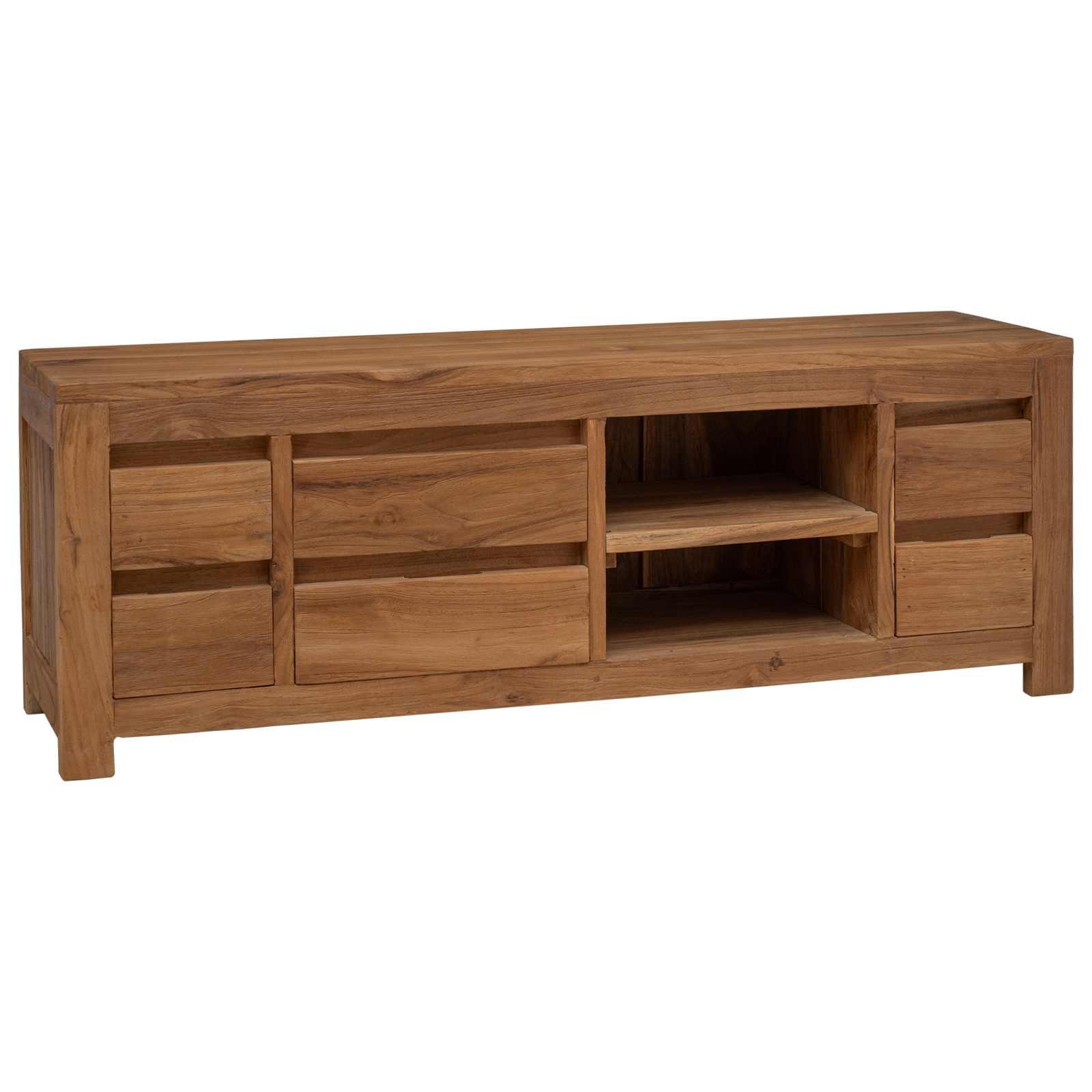 Tv-skab 110 x 30 x 40 cm Naturfarvet Massiv Teaktræ billede