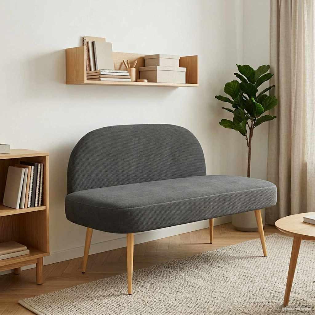 Polstret bænk med ryg Mørkegrå 110 x 60 x 76 cm Velourstof billede