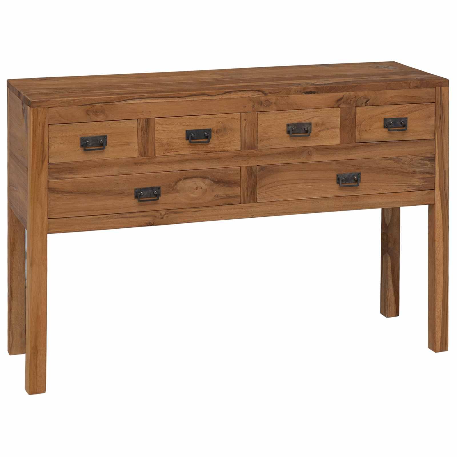 Sidebord Naturfarvet 110 x 35 x 75,5 cm Massiv Teaktræ billede