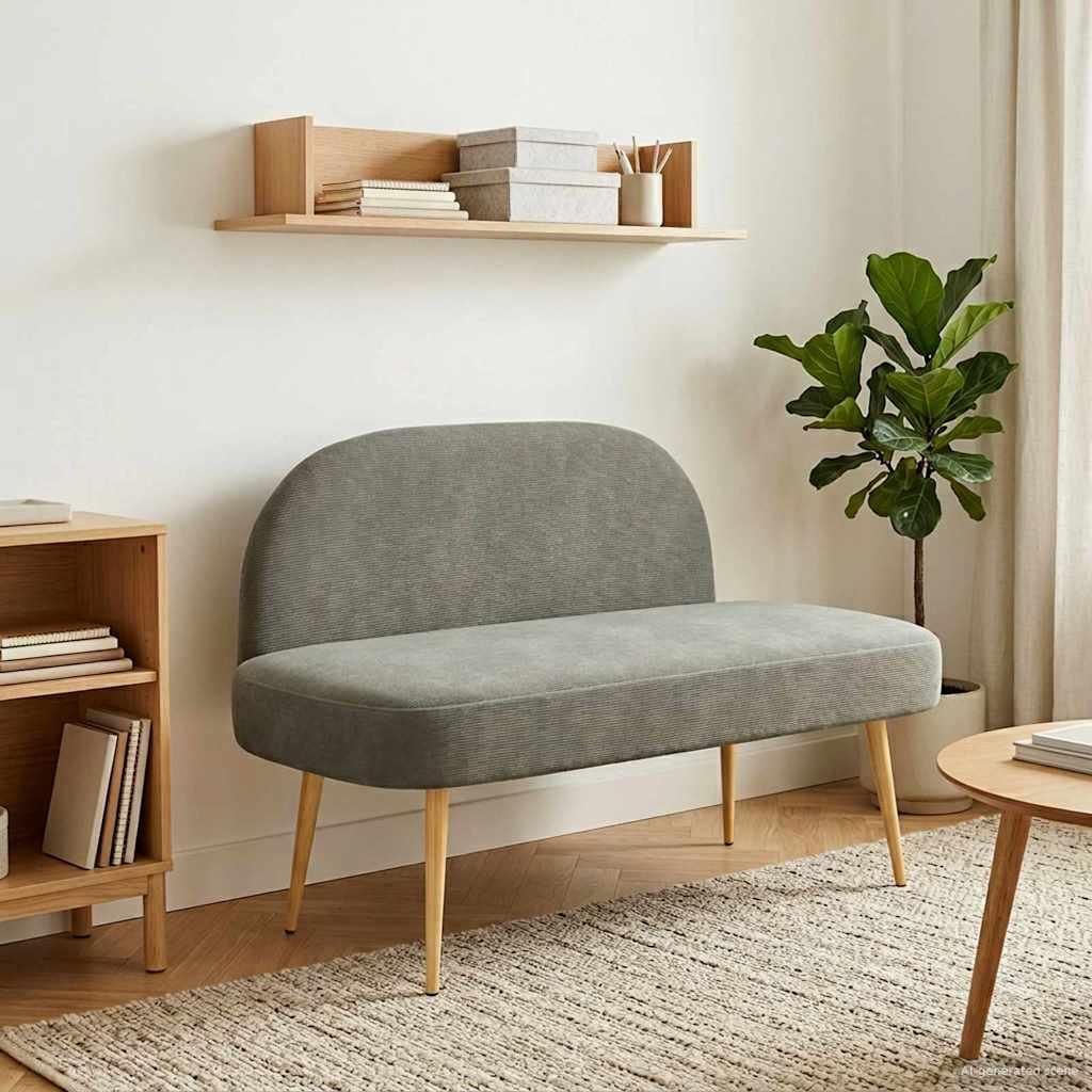 Polstret bænk med ryg Lysegrå 110 x 60 x 76 cm Velourstof billede