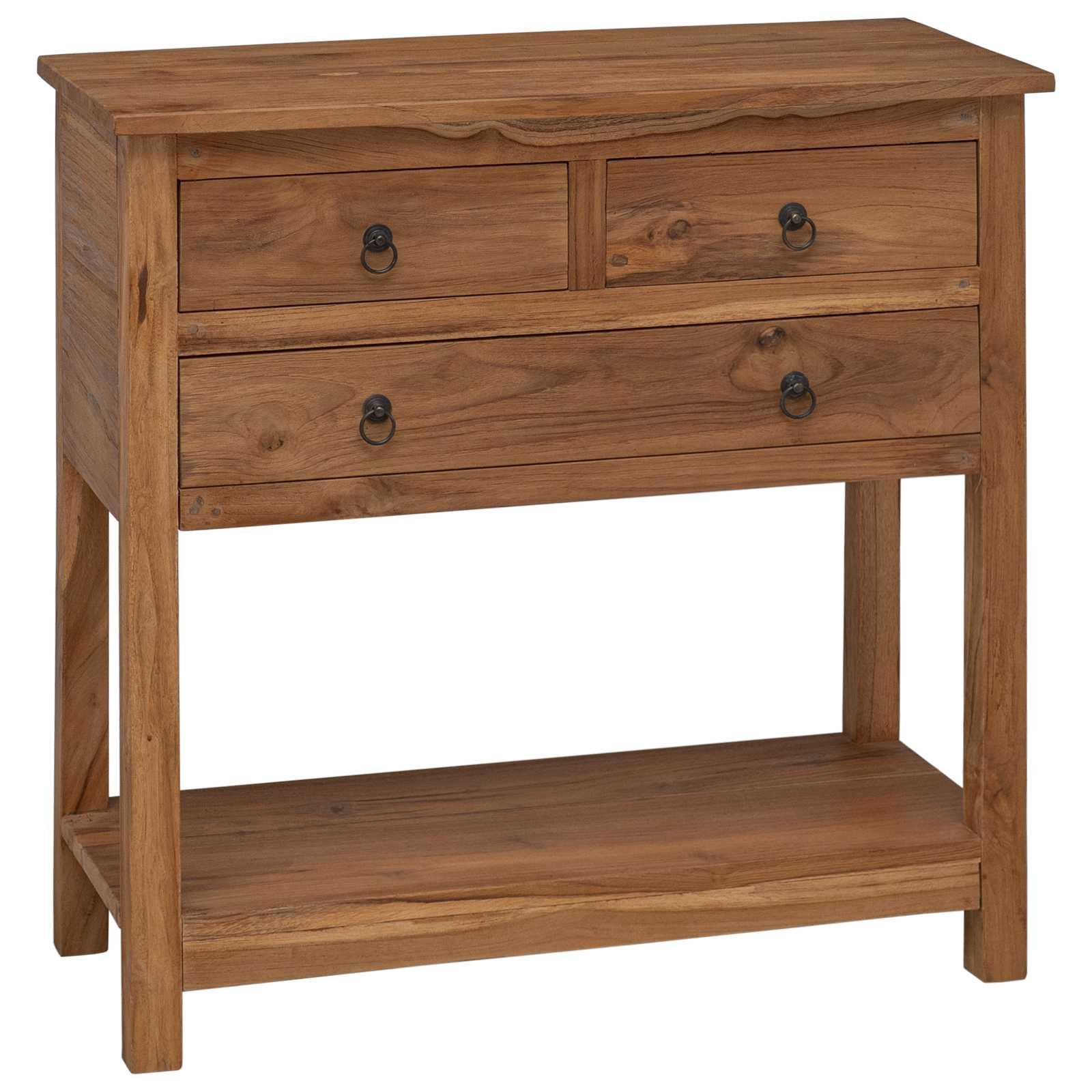 Sidebord Naturfarvet 79 x 35 x 80 cm Massiv Teaktræ billede