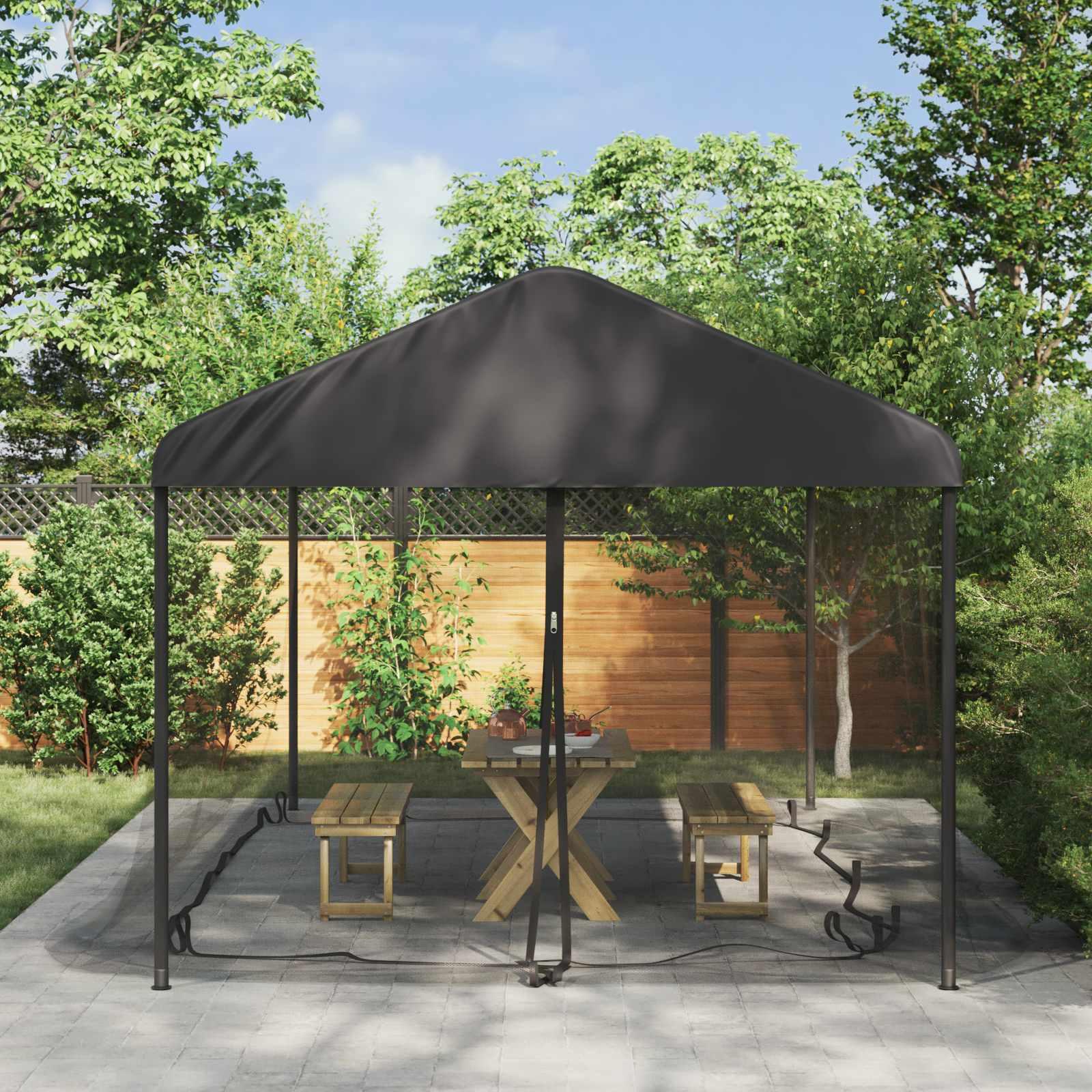 Myggenet til Gazebo 220 Maske 220 mesh Sort 6 x 3 x 2 m billede