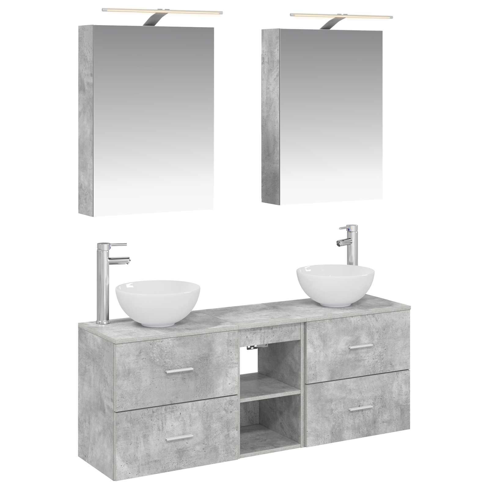 Badeværelsesskabsæt 5 stk Betongrå 50 x 14,5 x 70 cm billede