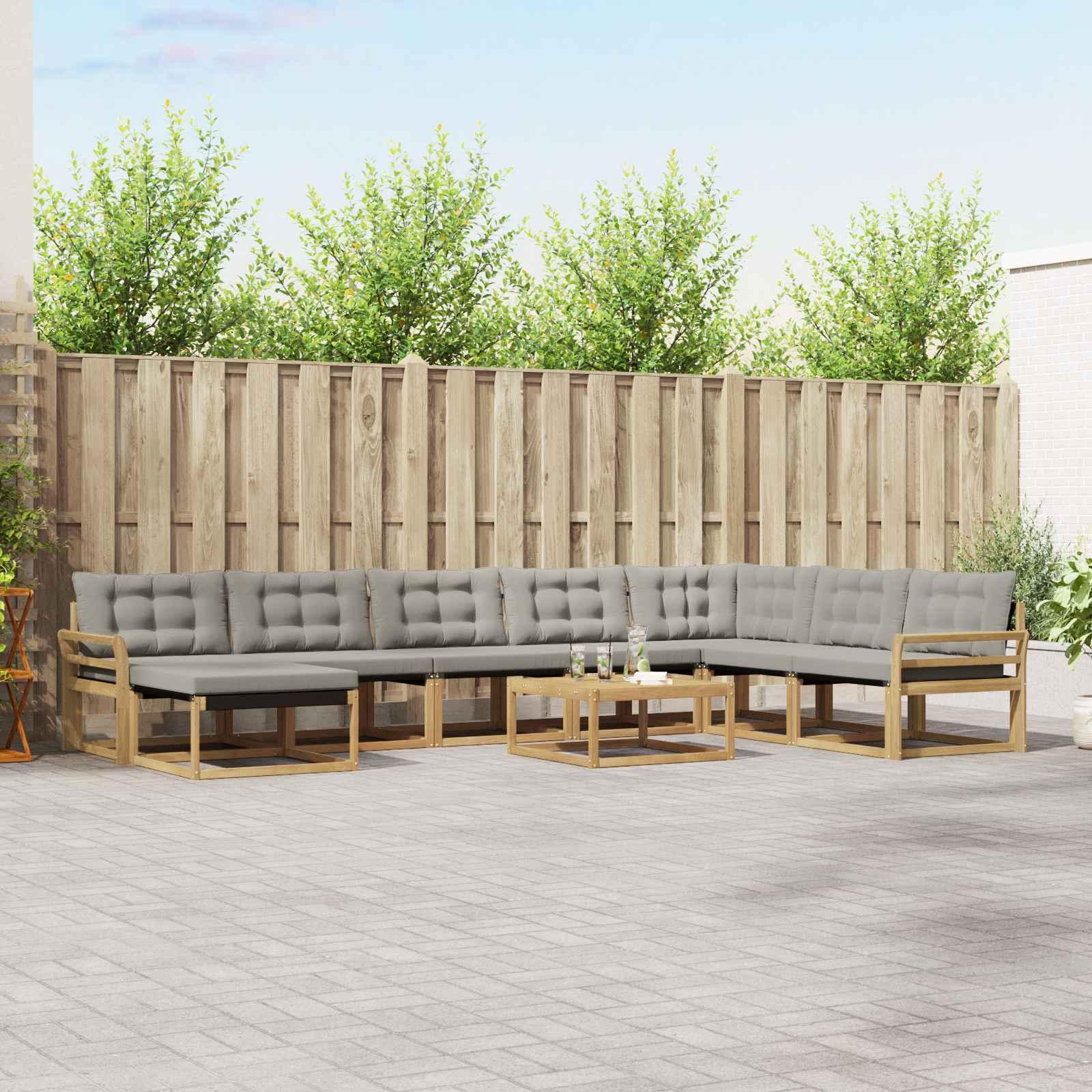 Udendørs sofagruppe 9 stk Hvid og lysegrå 79 x 79 x 37 cm billede