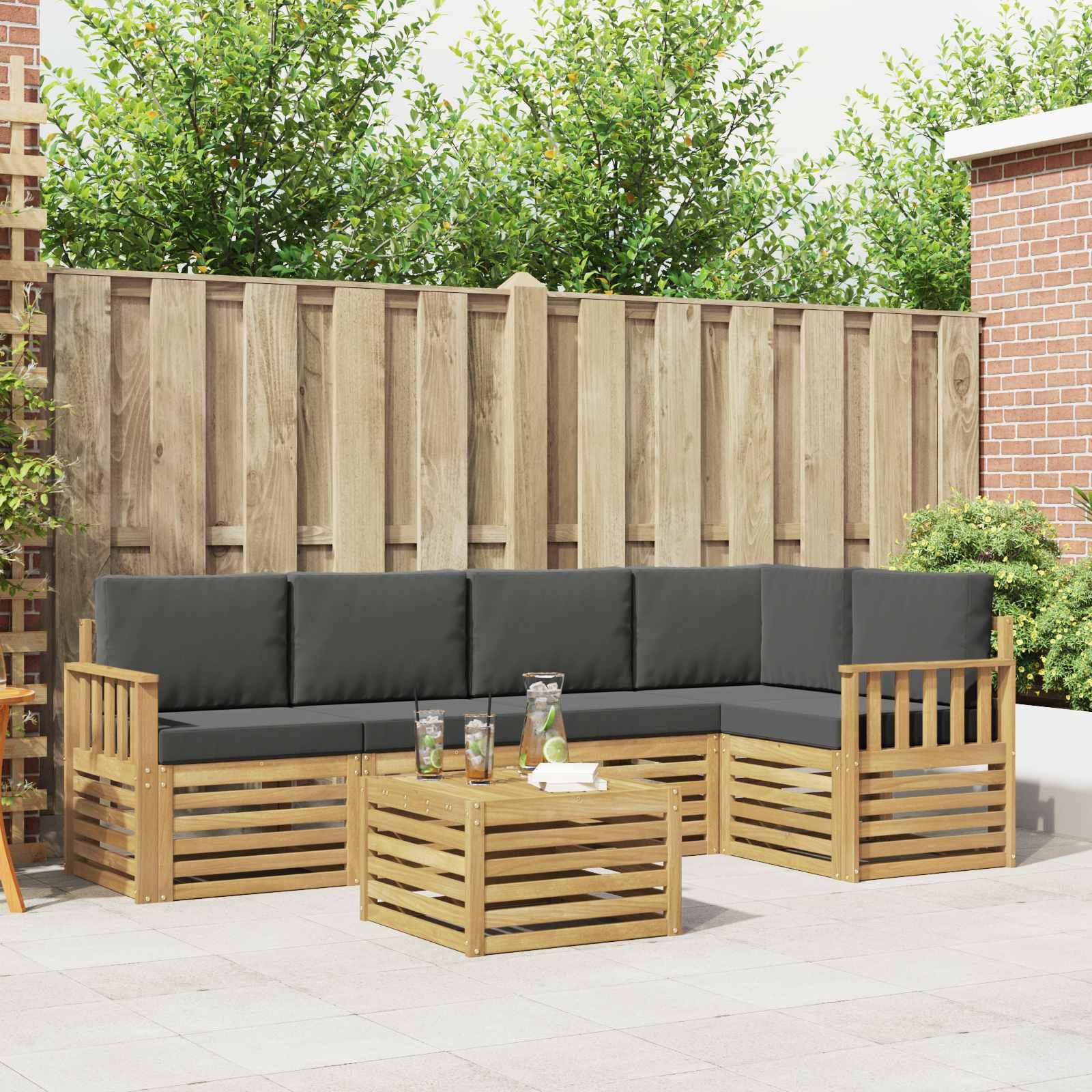 Udendørs sofagruppe 6 stk Hvid og antracit 59 x 59 x 37 cm billede