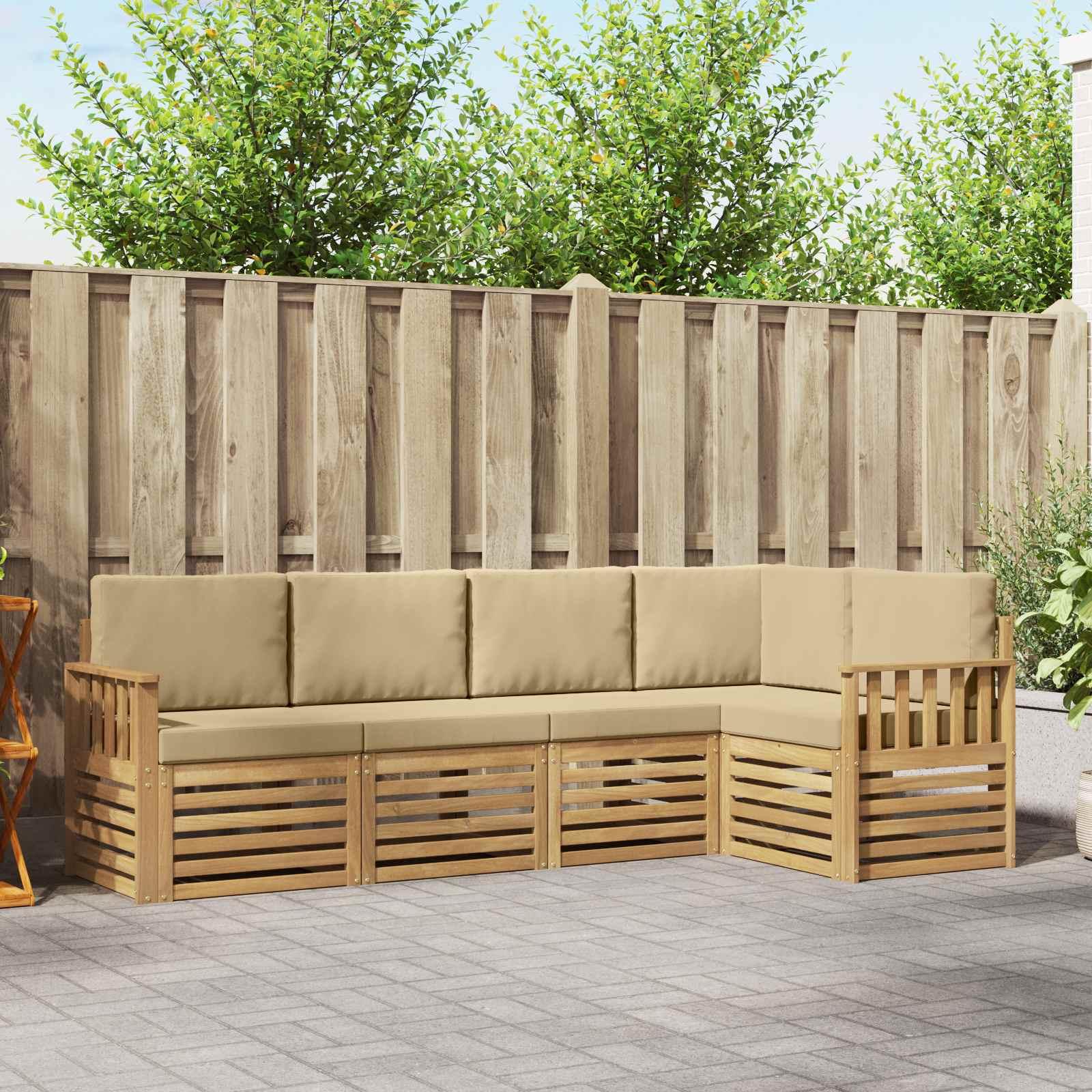 Udendørs sofagruppe - 5 pers., hvid/beige, modulær 247 × 128,5 × 73 cm billede