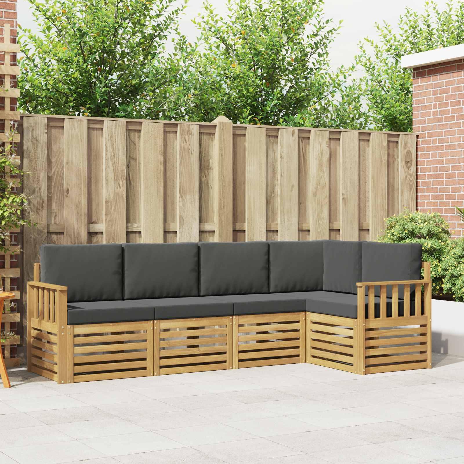 Udendørs sofagruppe 5 stk Hvid og antracit 247 x 128,5 x 73 cm billede