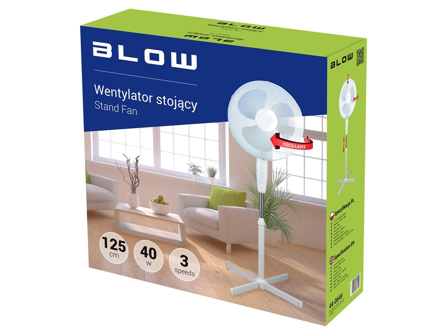 BLOW stående ventilator 16"/40 cm - hvid, 3 hastigheder billede