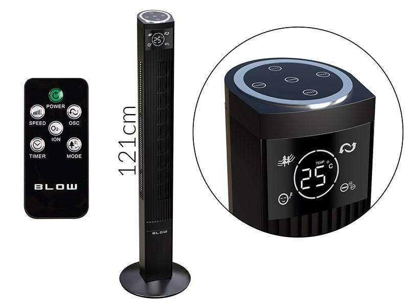 BLOW søjleventilator XXL 90 W - sort, 121 cm billede