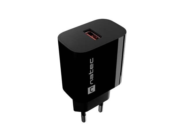 Natec Ribera vægoplader 1à USBâA 18 W - sort billede