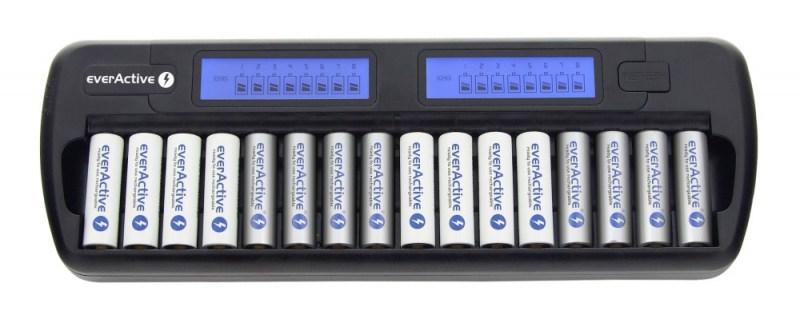 everActive NC-1600 batterioplader - universel DC, 16x AA/AAA, NiMH billede