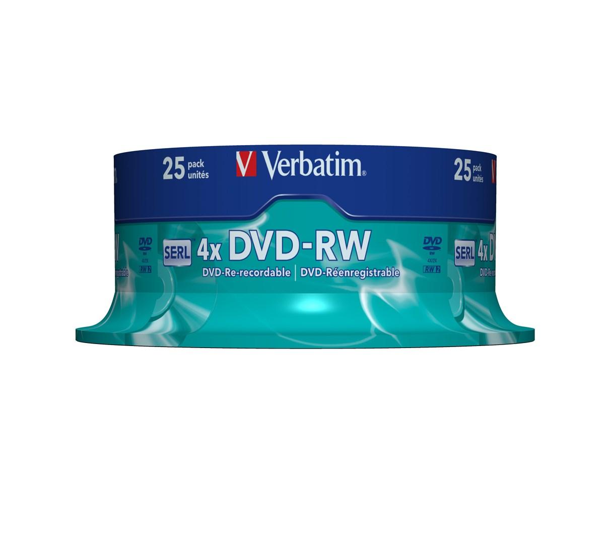 Verbatim DVD‑RW 4,7 GB 4x - 25 stk. spindel