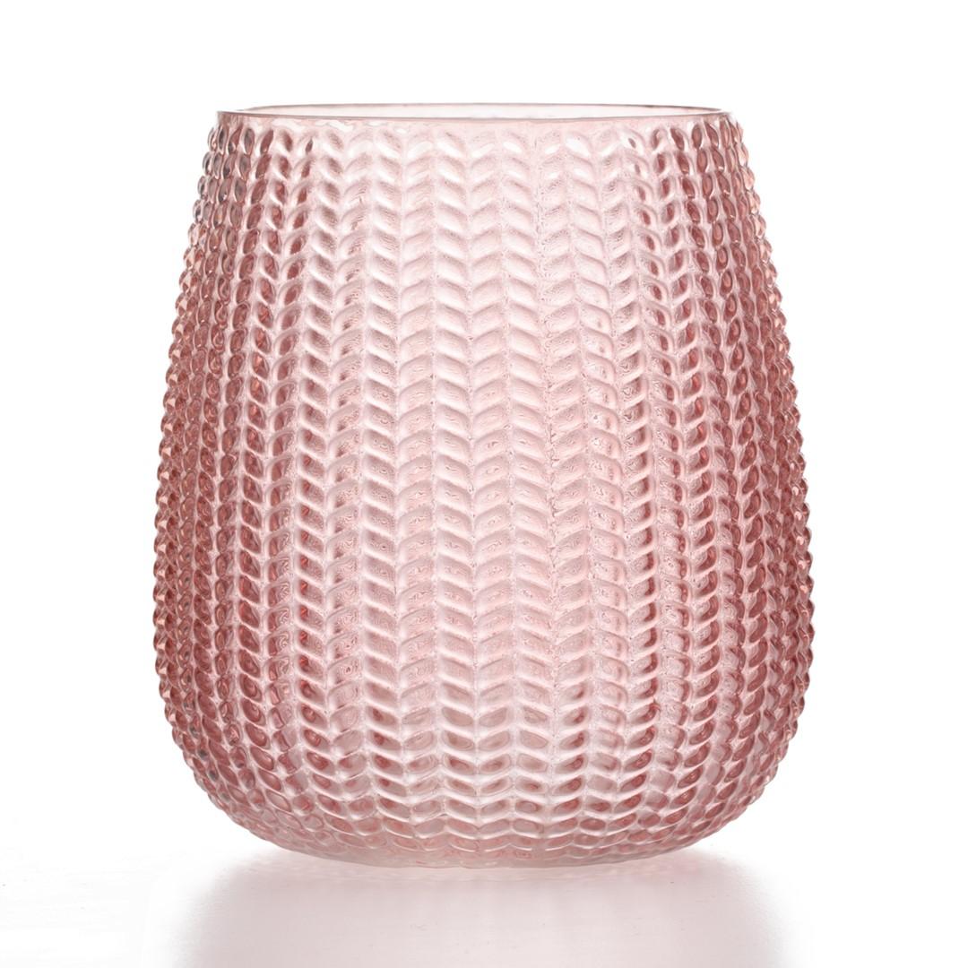 AmeliaHome Sevilla vase - oval glas, pudderlyserød, 14 cm billede