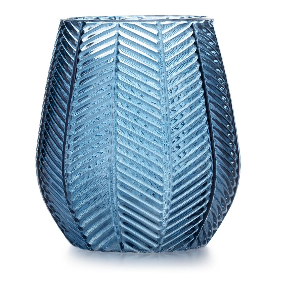AmeliaHome Vitoria oval vase - blå glas, 19,5 cm billede
