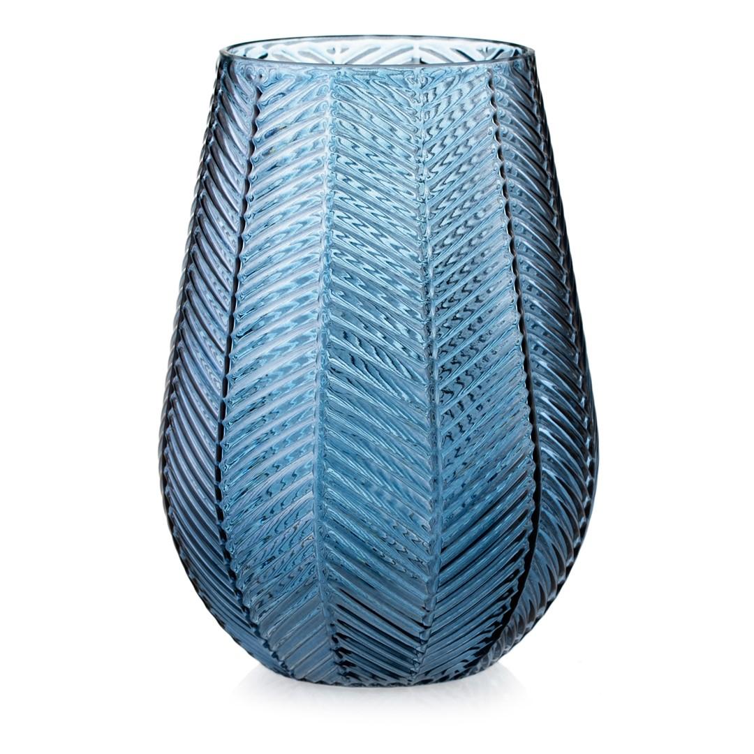 AmeliaHome Vitoria vase - oval glasvase, blå 25,5 cm billede