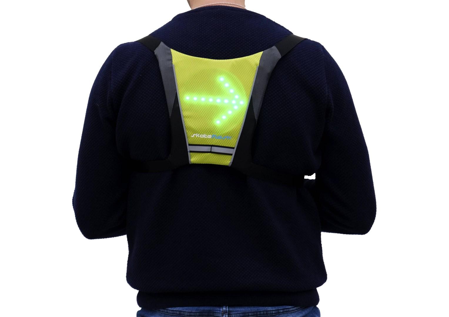 Refleksvest med LED til cykling - sort/grøn, one size, USB-C billede