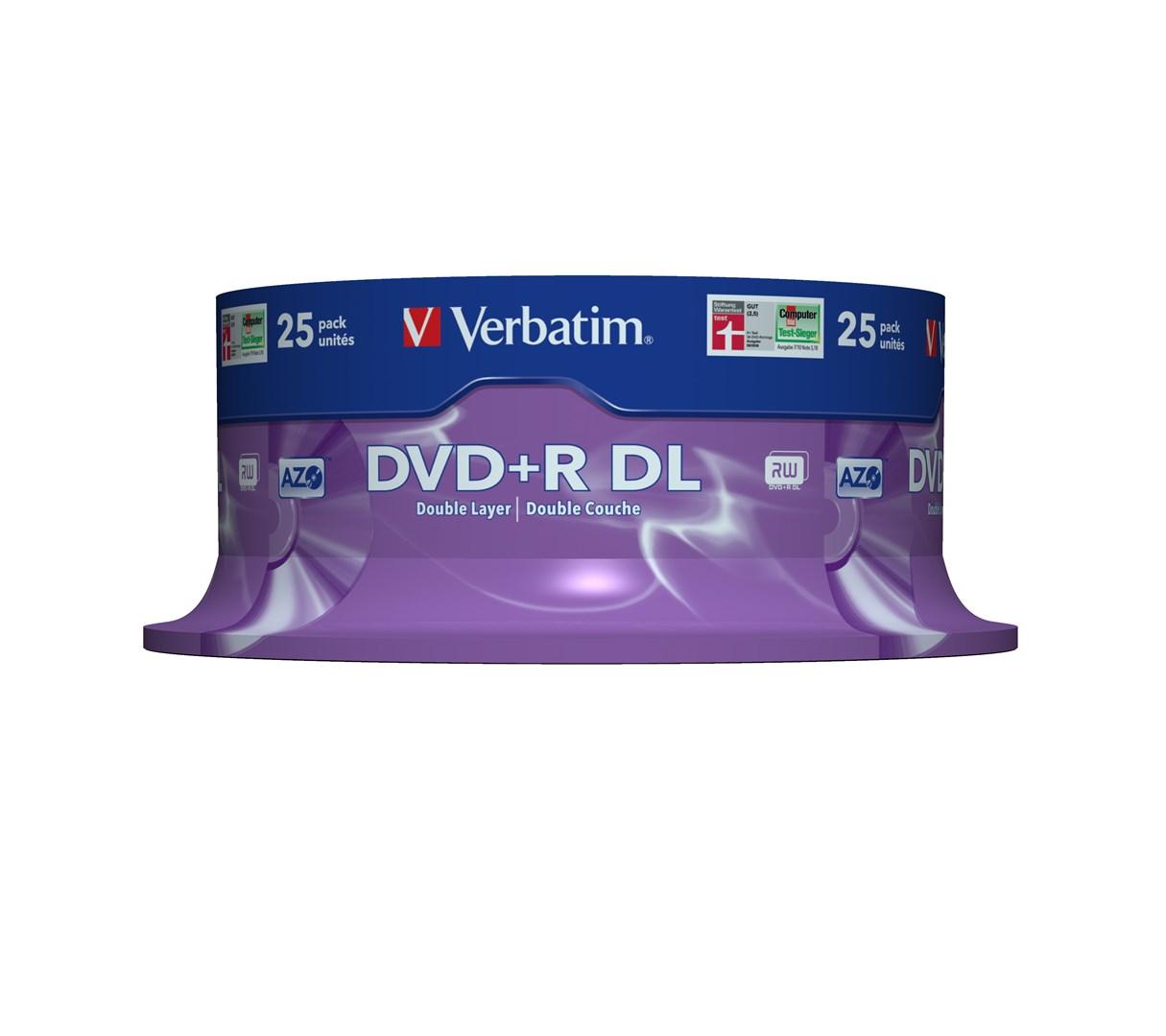 Verbatim DVD+R DL 8,5 GB 8x - 25 stk. spindle