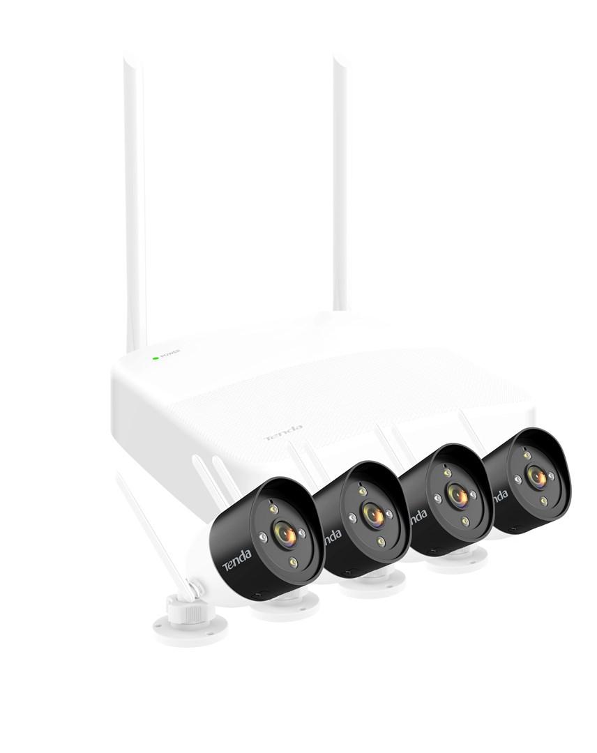 Tenda K4W-3TC overvågningssæt - 4-kanals NVR med 3 MP kameraer, kablet og trådløst billede