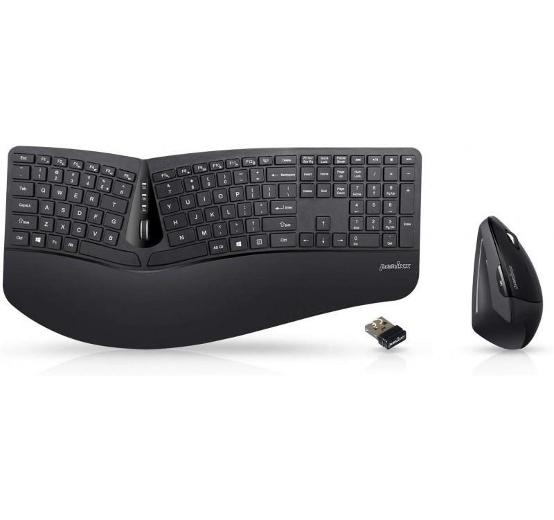 Perixx PERIDUO-605 - ergonomisk trådløst tastatur og mus - sort billede