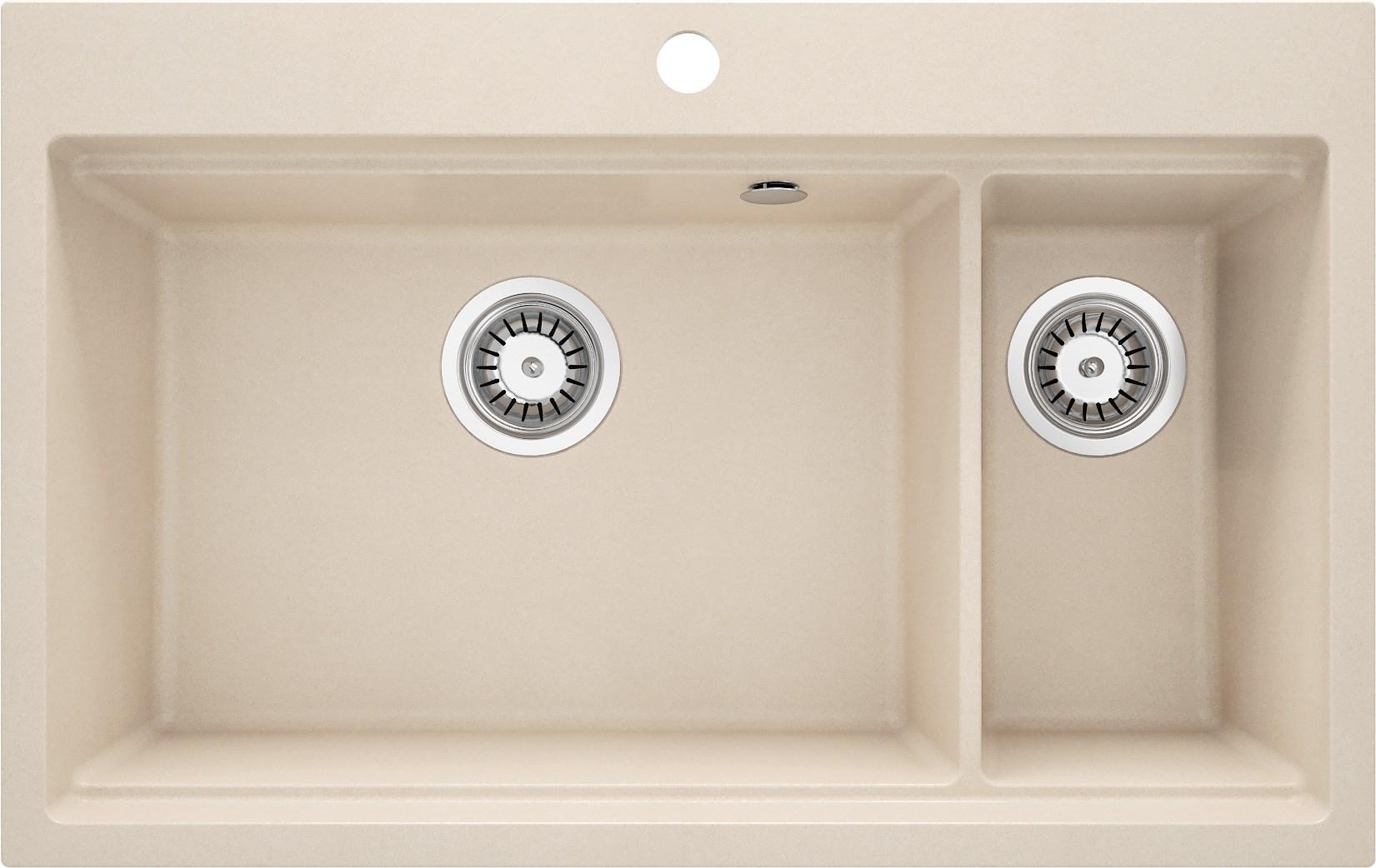Deante ZLM 5503 granit køkkenvask - 1,5 kummer, beige billede
