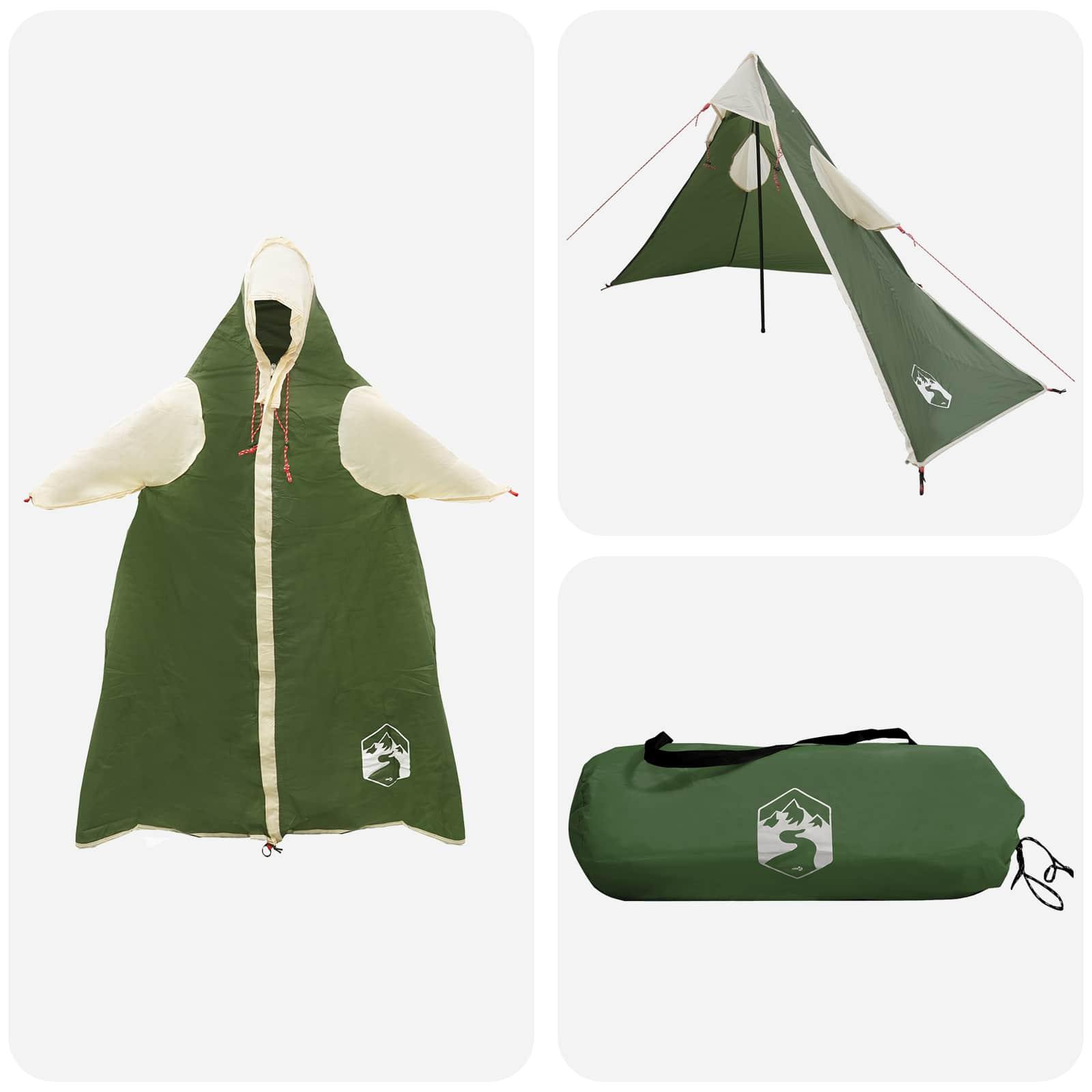2-i-1 regnponcho med hætte Grøn 262 x 126 x 130 cm