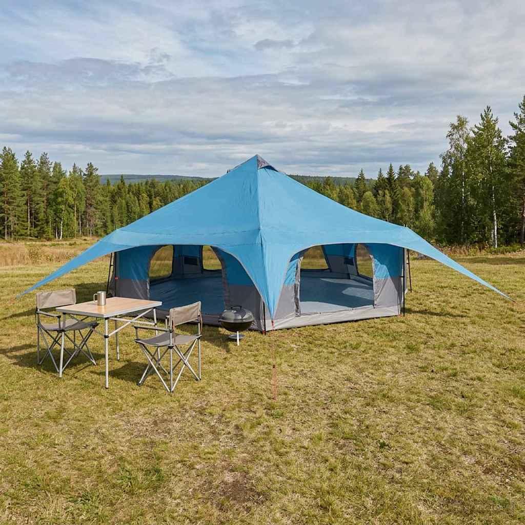 Familietelt Blå 18-Personer 185T Polyester med PU Coating