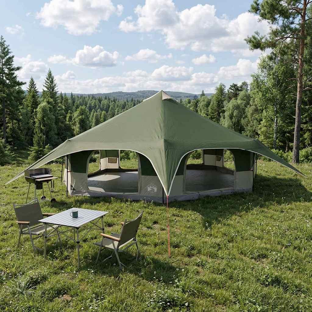 Familietelt Grøn 18-Personer 185T Polyester med PU Coating