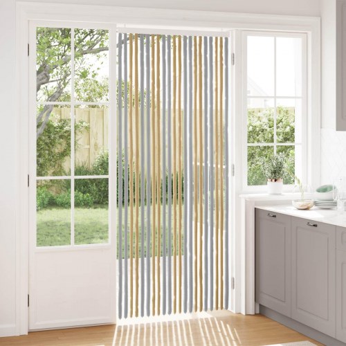 Insektgardin i chenille Grå og beige 90 x 220 cm 100% PP