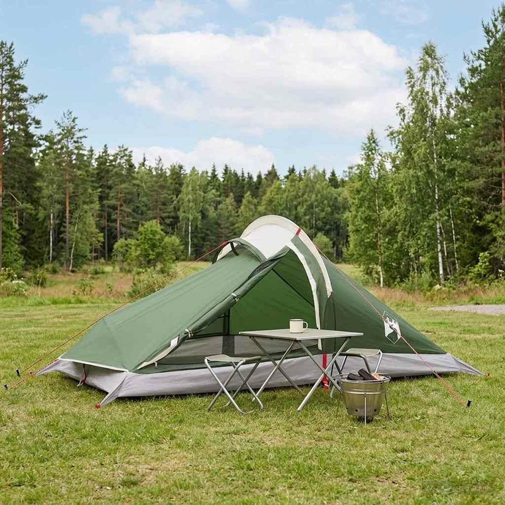 Backpacking Telt Grøn 4-personers 185T Polyester med PU Coating