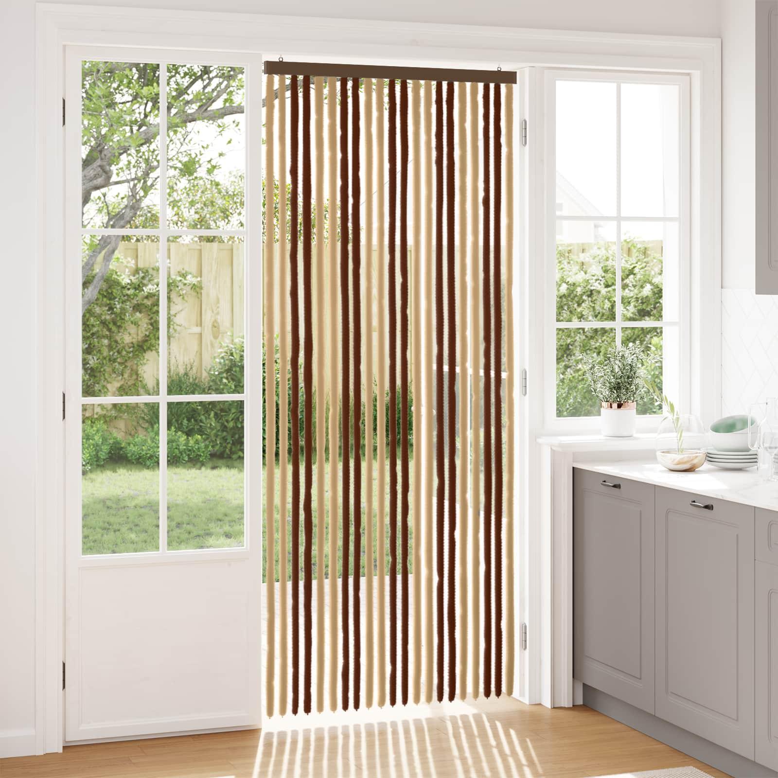 Insektgardin i chenille Brun og Beige 90 x 220 cm 100% PP