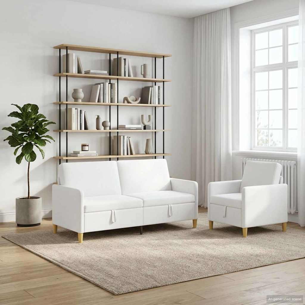 Sofa sæt med opbevaring 2 stk Hvid Polyester billede