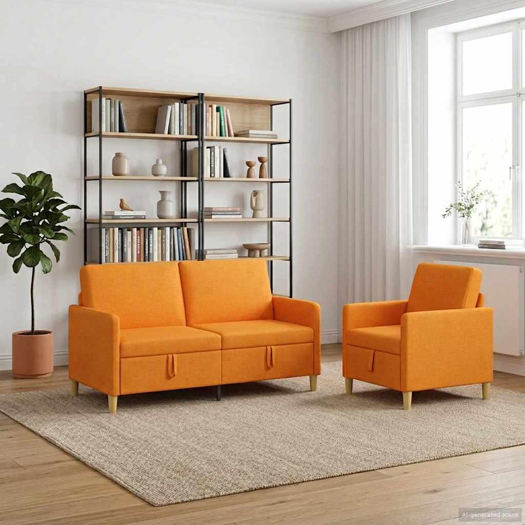 Sofa sæt med opbevaring 2 stk Mørk Gul Polyester billede